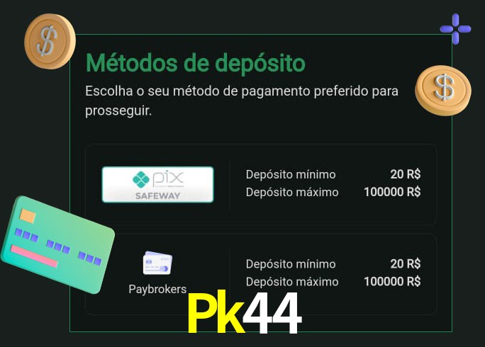 O cassino Pk44 oferece uma grande variedade de métodos de pagamento